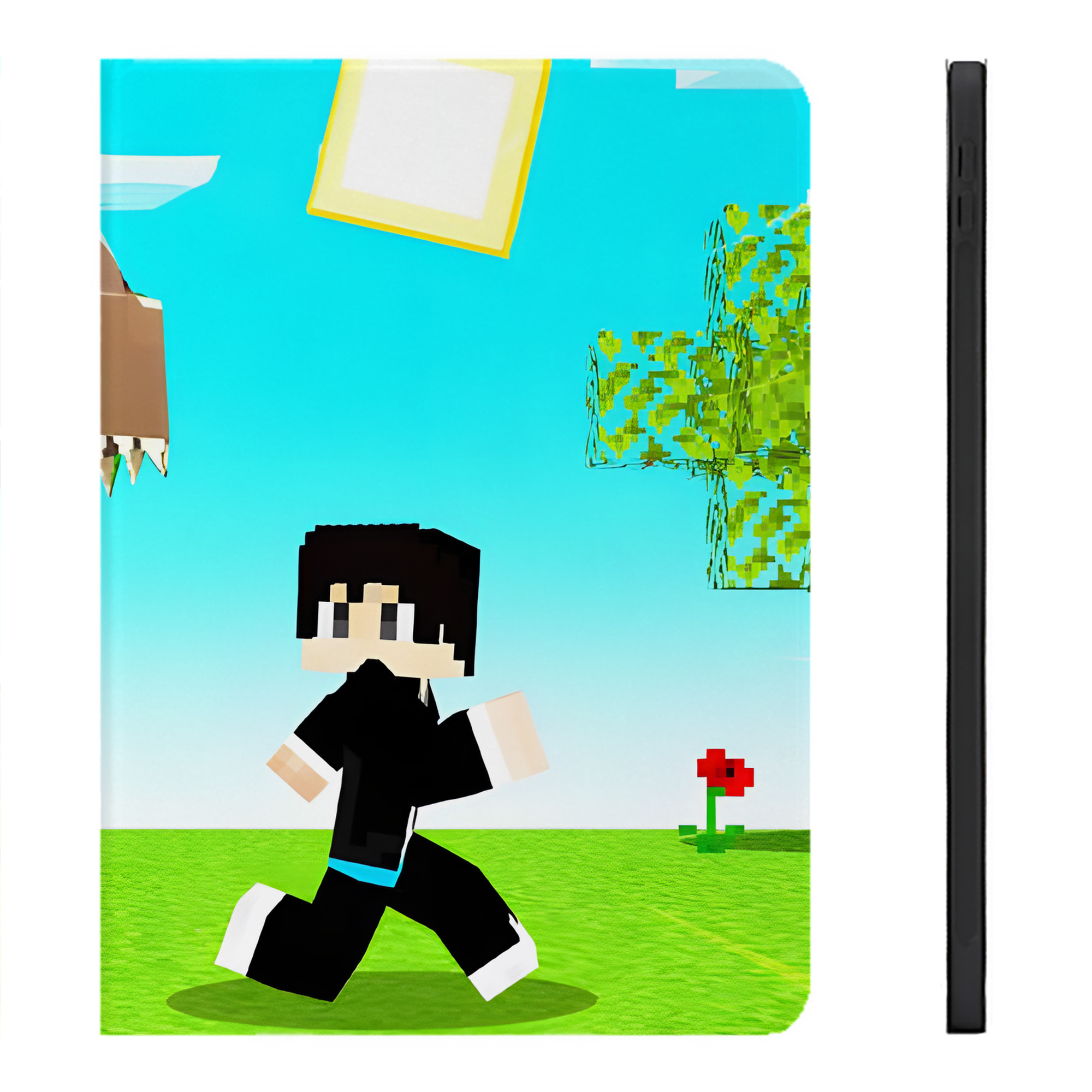 （画像用） マインクラフト ブロックの世界 Minecraft MC Block world IPadケース ペンホルダー付き ブックスタイルデザイン